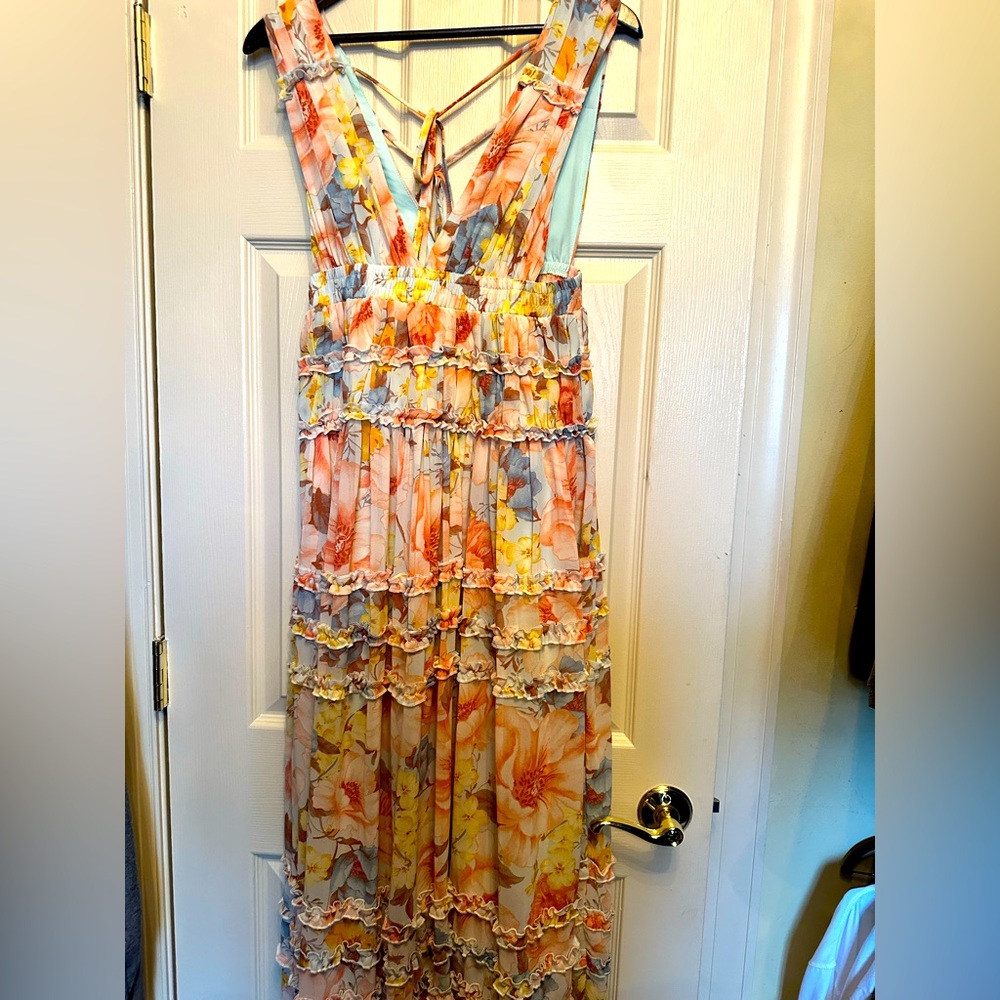 Beautiful floral, print, tie, back dress